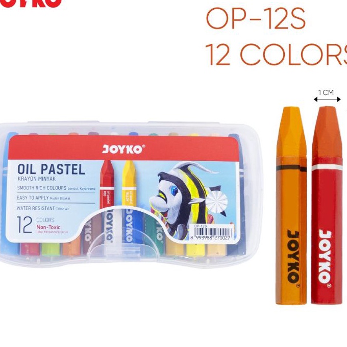 

(J-T☞◆7) Crayon Oil Pastel Joyko 12 warna / (1pak)- paling.lariis..!