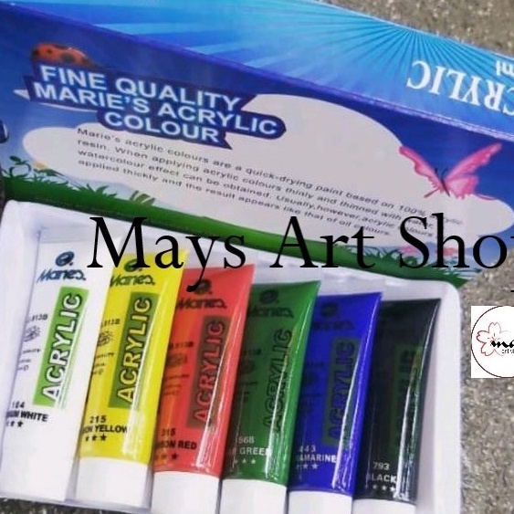 

(♥-8LG❤) Cat Akrilik Set Lukis Maries Isi 6 Warna Dasar x 30 ml / Marie's Acrylic Paint Color 6x30 ml No 81306B Colour 6x30ml Anak / Profesional / muurah.!!