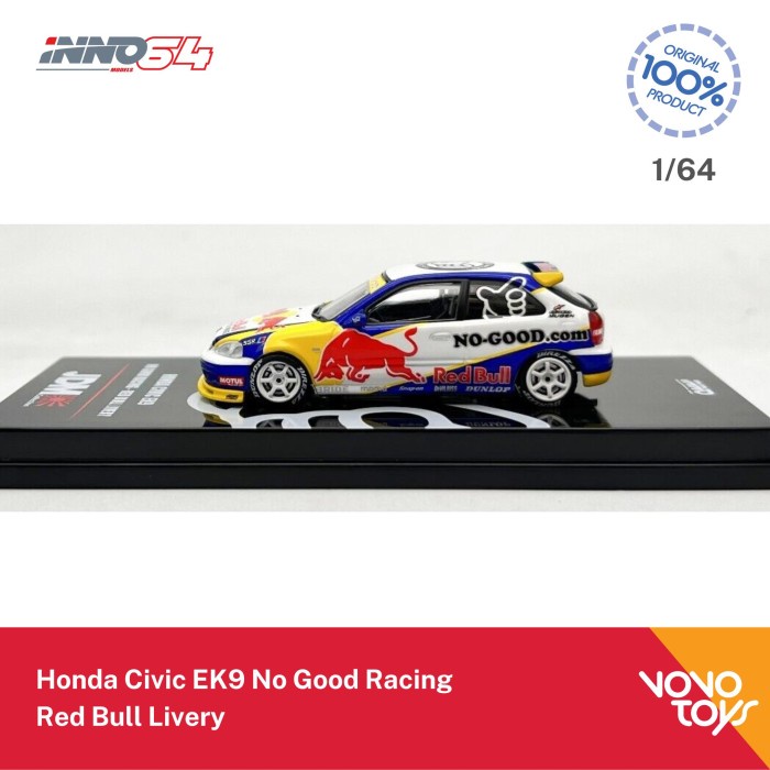 DISKON SPESIAL INNO 1/64 HONDA CIVIC EK9 NO GOOD RACING RED BULL LIVERY INNO64 TERLARIS