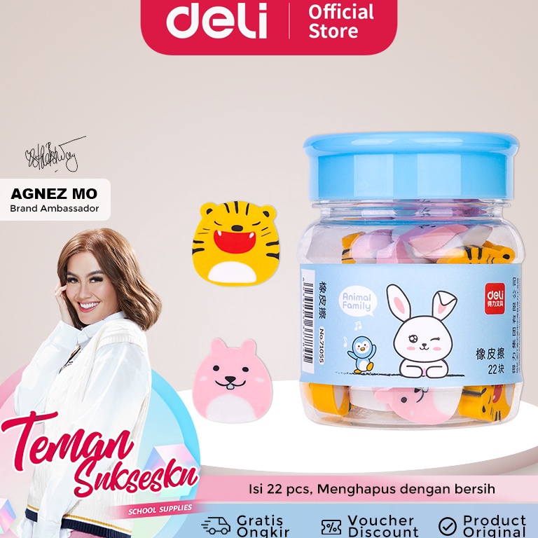 

76 Deli Cartoon Eraser Animal Shape Penghapus Kartun Isi 22 pcs 71055 3553