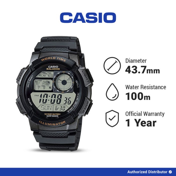 Franc- Casio Original Ae-1000W-1Avdf Jam Tangan Pria Digital Waterproof