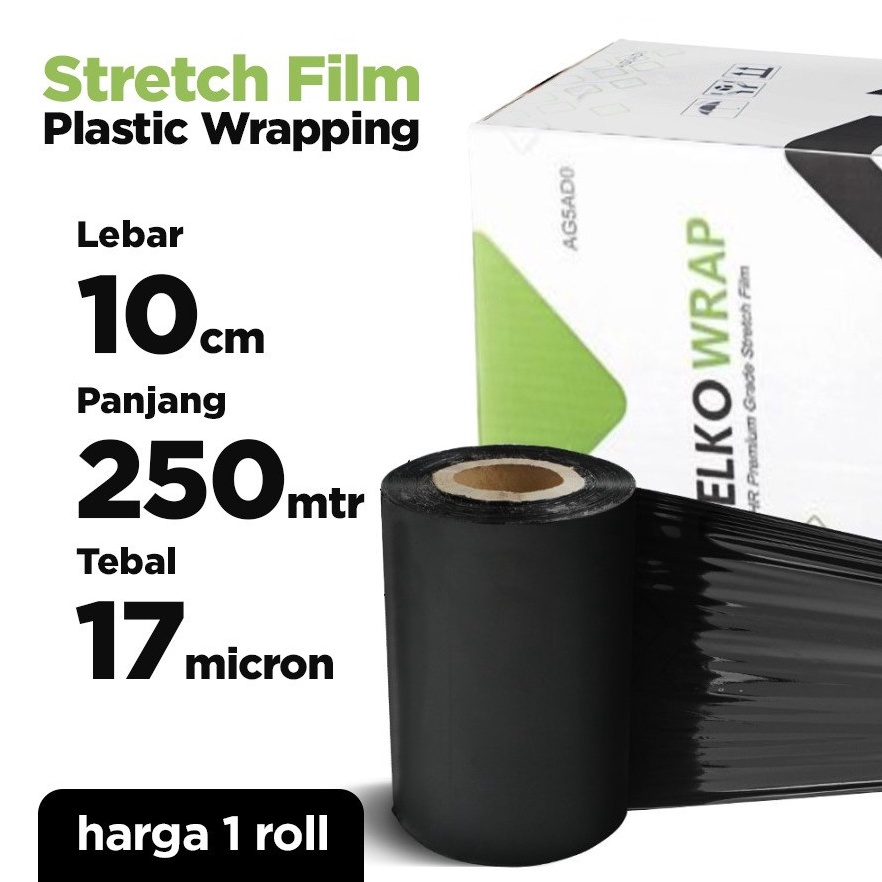 

PLASTIK WRAPPING / STRETCH FILM BLACK HITAM 10 CM x 250M X 17um ✻COD