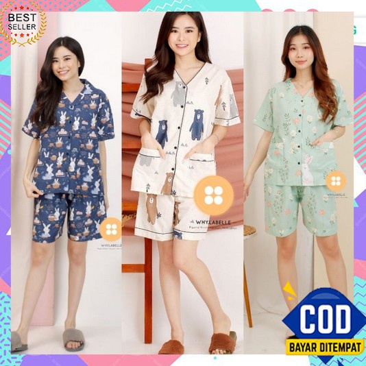 Piyama Wanita Lengan Panjang Dewasa 2023 Pendek Korean Style Sleepwears Setcelan Payama Tank Top Pej