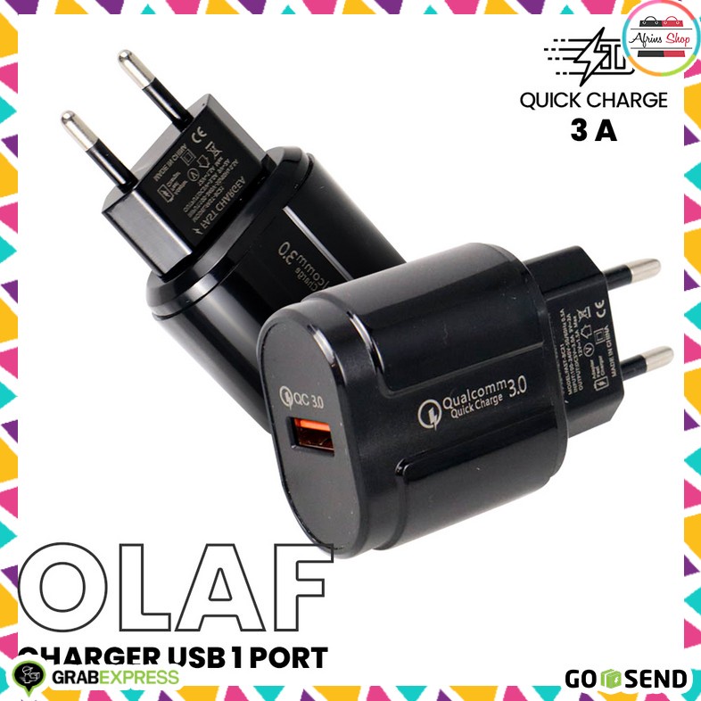 Kepala Cas Charger QC3.0 USB 1 Port 3A 18W EU Plug