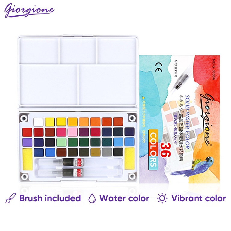 

IE830A100 Giorgione Cat Air Solid Watercolor Paint Transparent 18/24/36 Warna Free Brush ➺Best Seller