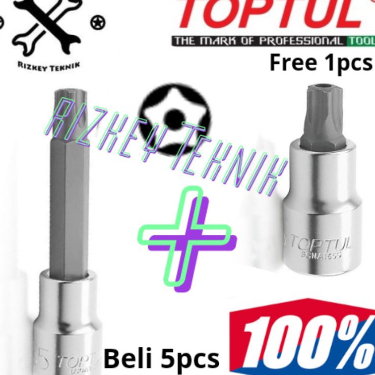 ◘Drv Mata Kunci Sok Socket bospomp BINTANG T30 SEGI 5 LUBANG DR 1/2" Kunci T30 Bintang 5 h Murah ©.