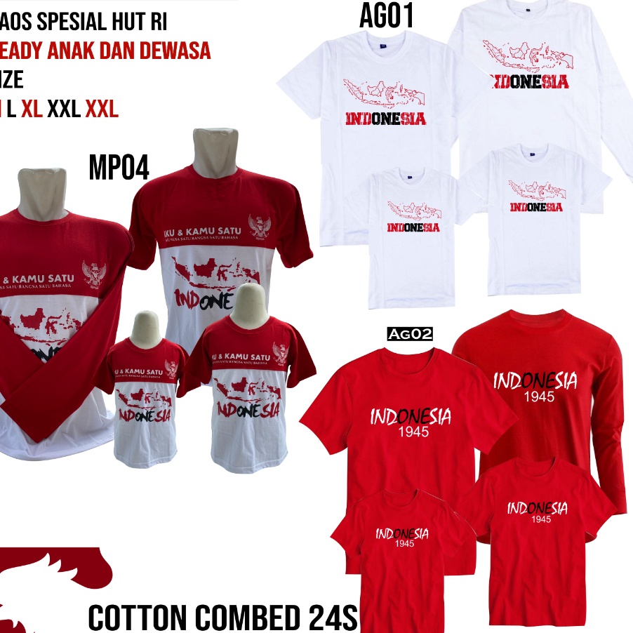 Stok Baru Kaos Merah Putih 17 Agustus Koas Seragam Couple agustusan.