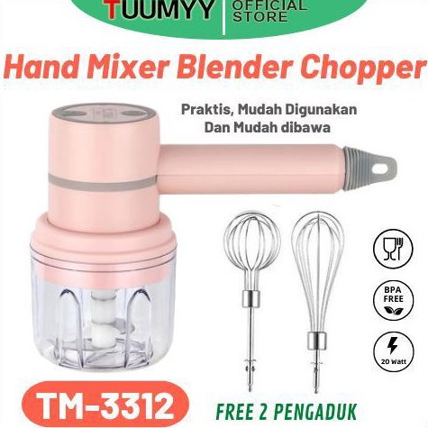 Diskon promo (TUUMYY) MIXER BLENDER CHOPPER PORTABLE 3IN1 TUUMYY TM-3312 y Kualitas Premium ★★.