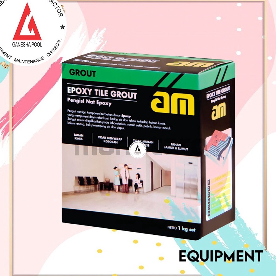 Ready Stock.. AM 55 Tile Grout Epoxy  - Putih | Semen Nat Keramik Mosaic Kolam Renang ♠