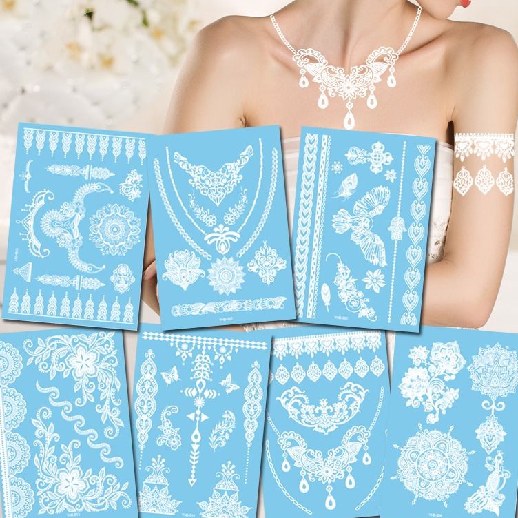 RealPict3z3Yn Henna tangan warna putih untuk pengantin wanita