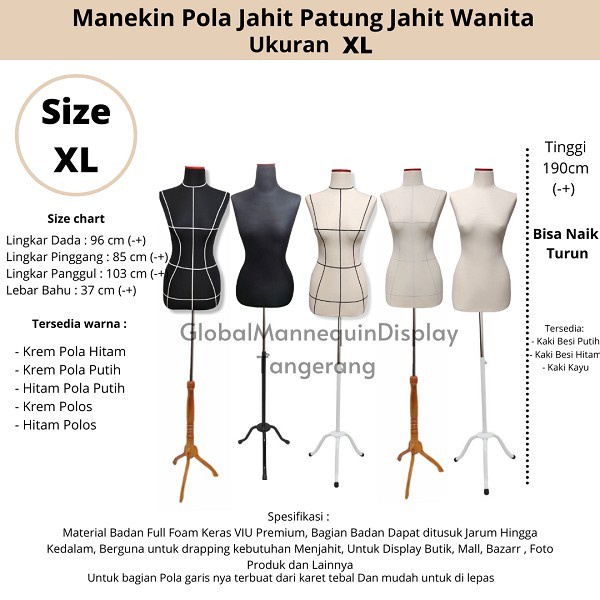 Terlaris Manekin Badan Wanita Patung Jahit Ukuran Xl