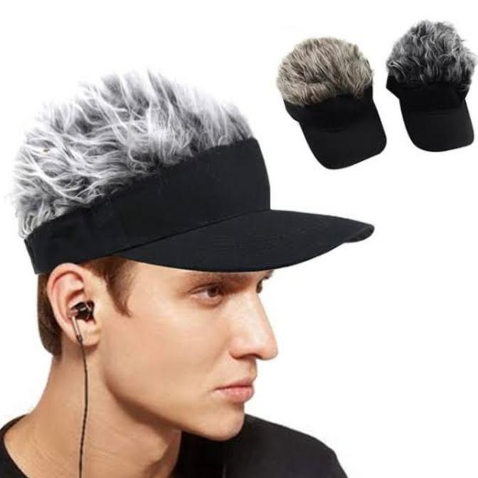 topi laki cowok wig rambut pria topi golf wig topi hat topi pria cowo