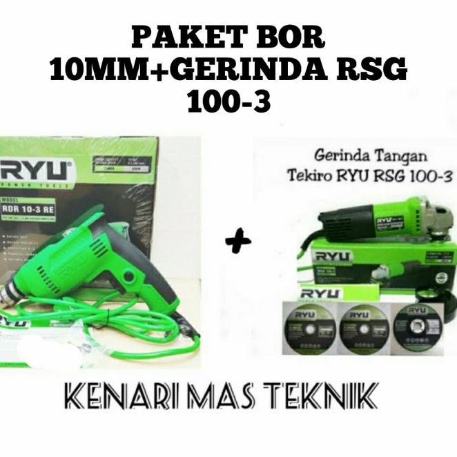 Paket Mesin Bor 10Mm&Gerinda Tangan Ryu