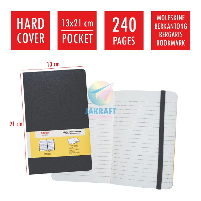 

Ruled Notebook Pocket A5 Hard Cover Joyko Nb-663 Ala Moleskin Large