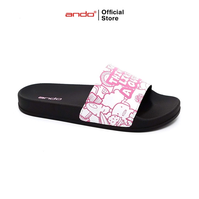 Ando Sandal Selop Slip On Wanita Artz Tla Hitam/Putih