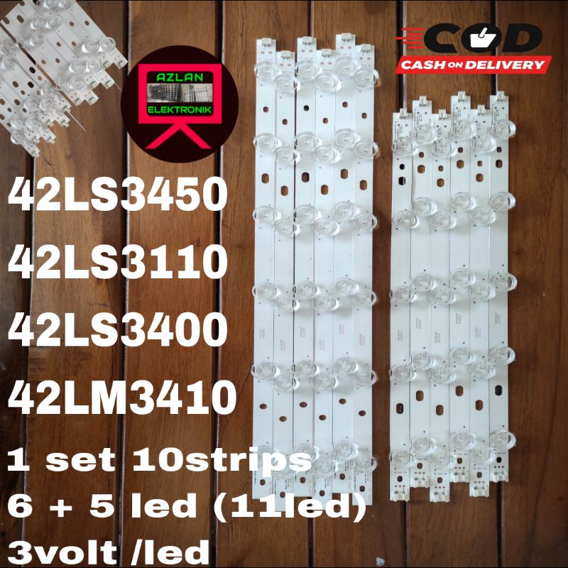 BACKLIGHT LED TV LG 42LS3450 LS3110 LS3400 LM3410 (LENSA CEKUNG) 6+5LED 3volt
