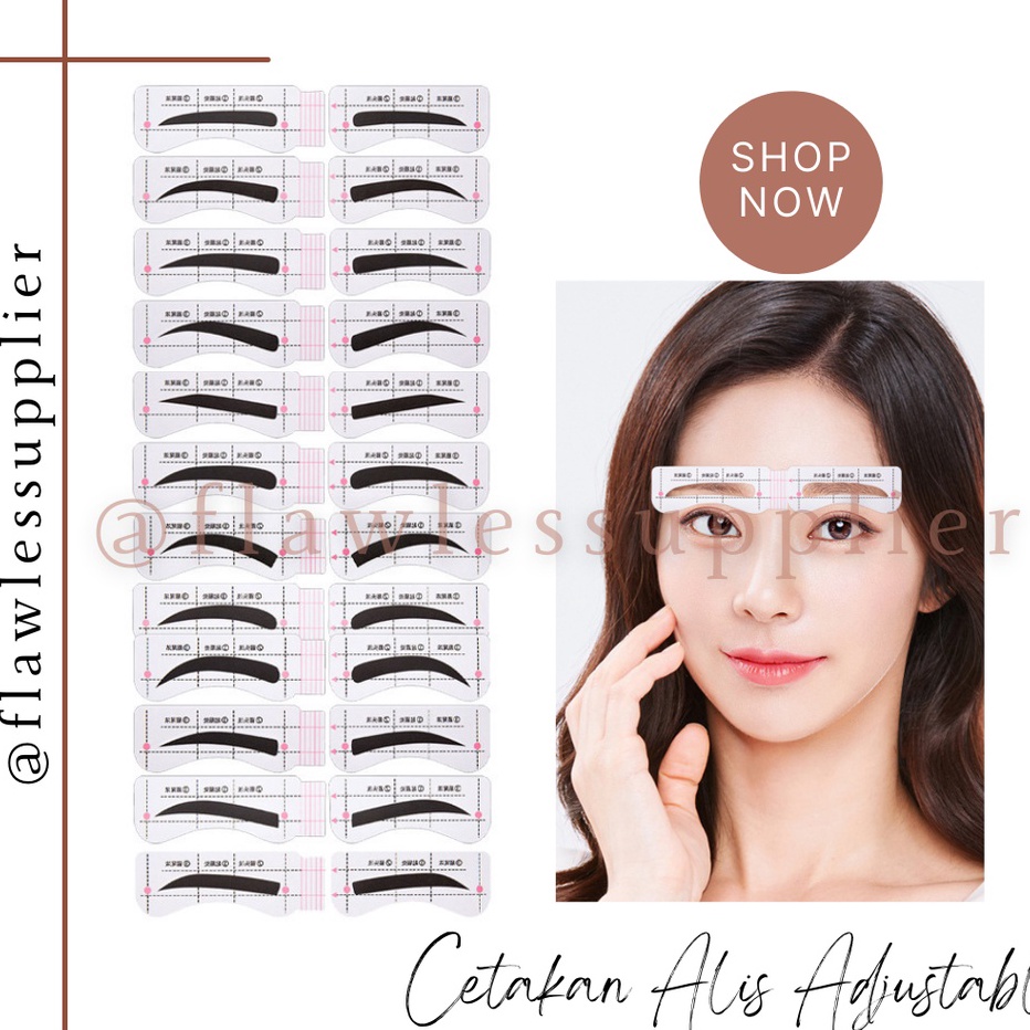 Terbatas Set Cetakan Alis Adjustable / Eyebrow Rules / Cetakan Alis Bentuk Card / Stiker Alis / Ceta