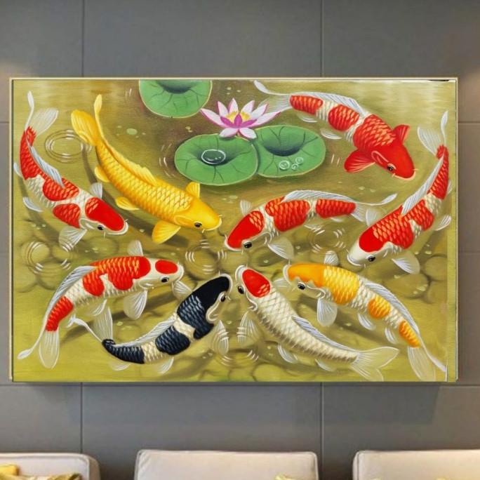 Lukisan kanvas ikan Koi 60x90 plus Bingkai