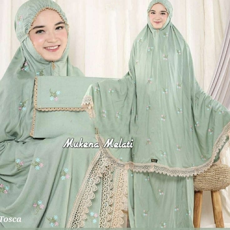 BestSeller COD MUKENA RAYON BORDIR FULL MELATI AMINAH MUKENA JUMBO DEWASA RAYON BORDIR//MUKENA RAYON