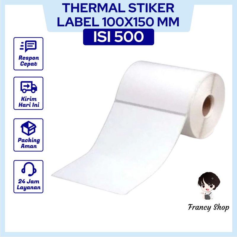 

Kertas Sticker Label Direct Thermal Stiker Resi Olshop 100x150 isi 500