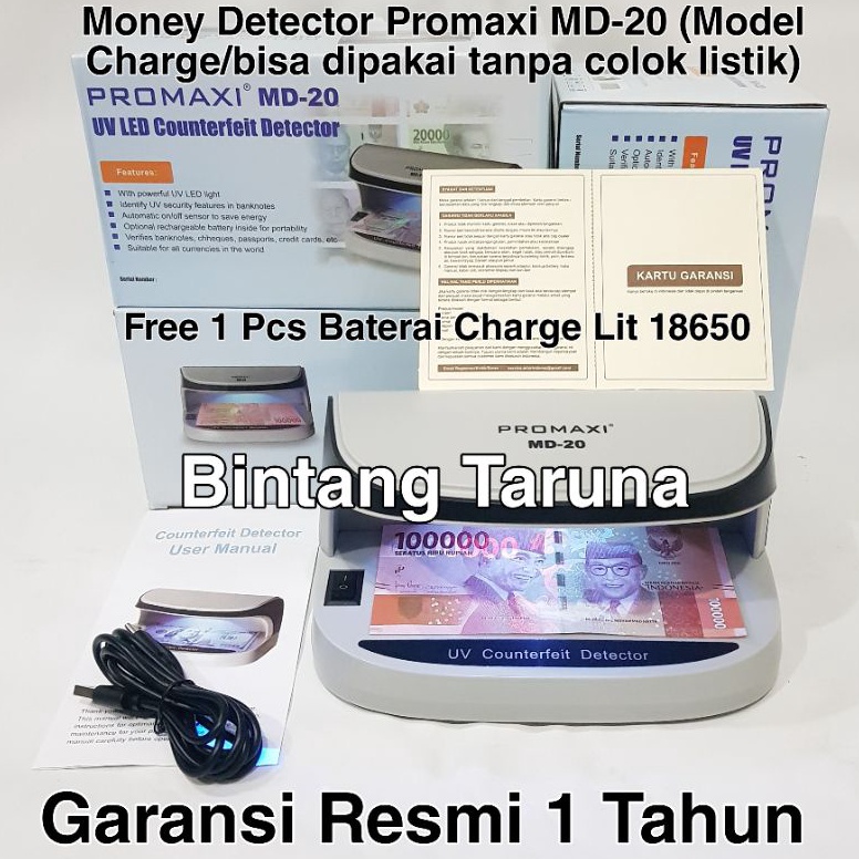 Produk UV LED Detector Promaxi MD-20 Money Detector Promaxi MD20 UV LED COUNTERFEIT DETECTOR PROMAXI