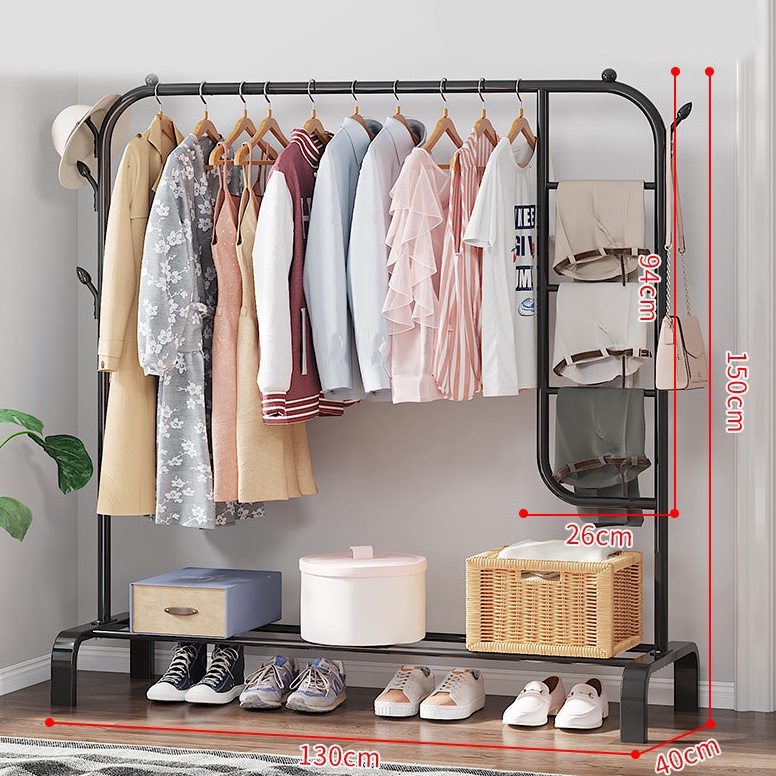 VIRAL Greenland Rak Baju Gantung Besi Stand Hanger Gantungan Baju Celana Berdiri Jemuran Baju HSH107