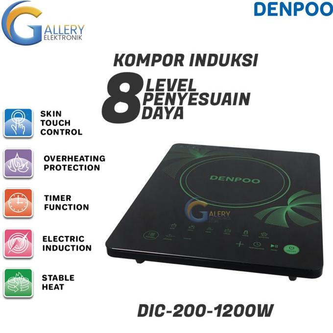 Denpoo Kompor Listrik Induksi Touch Screen Low Watt DIC 200-1200