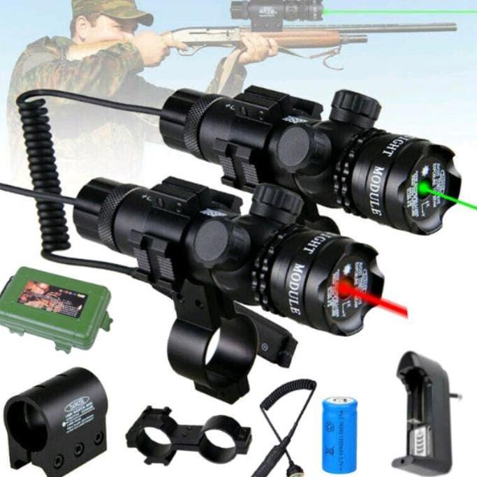 Sale Laser Senapan Nyala Hijau Dan Merah - Scope Siang Malam Fullset - Laser Scope Pointer Berburu B