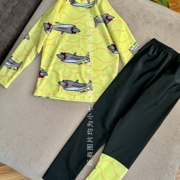 Terlaris Baju Renang Lengan Panjang Shark Anak Laki 2 4 5 6 8 10 12 Tahun