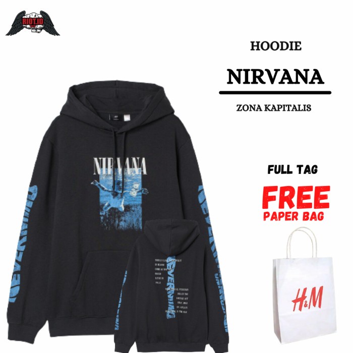 jaket pria Hoodie, Jaket Pria/Wanita H&M Nirvana Rainbow Hitam FREE PAPER BAG - Nirvana Baby, M(T5X0