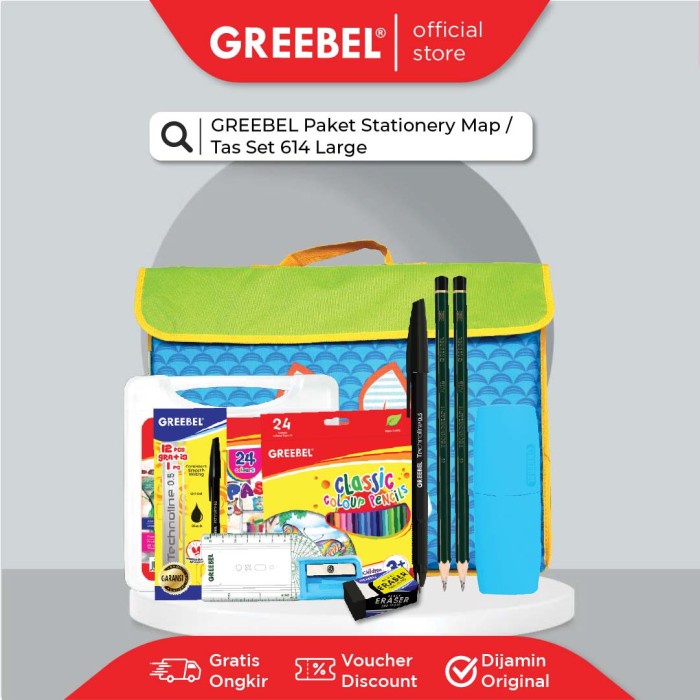 

GREEBEL PAKET TAS SET 614 LARGE/STATIONARY/STATIONERY/ALAT TULIS SET