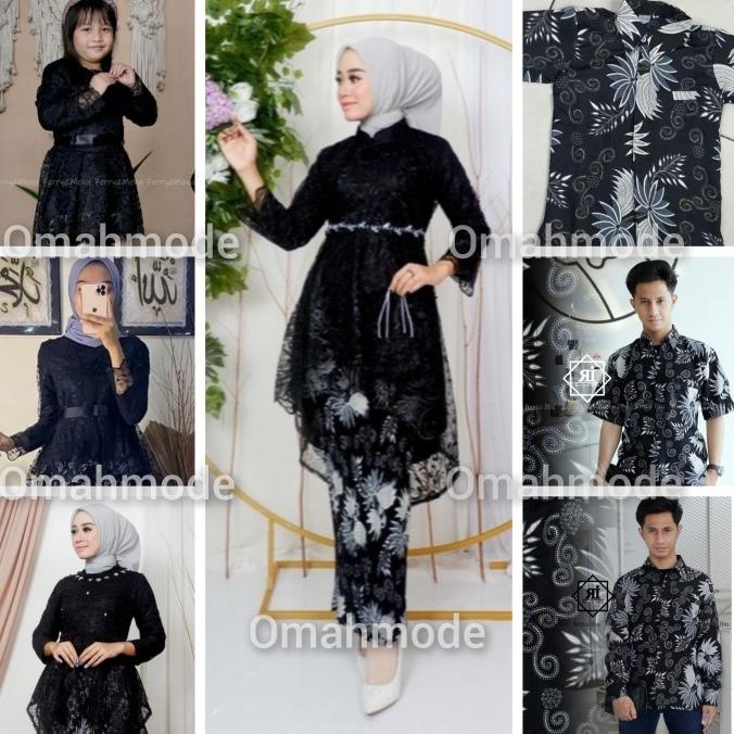 SET COUPLE KEBAYA MODERN KEBAYA SARIMBIT KELUARGA LESTI HITAM XL