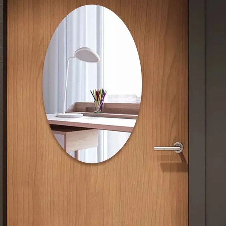 ➧➣✩✸ Stiker Cermin kaca Oval Akrilik Mirror Wall Sticker