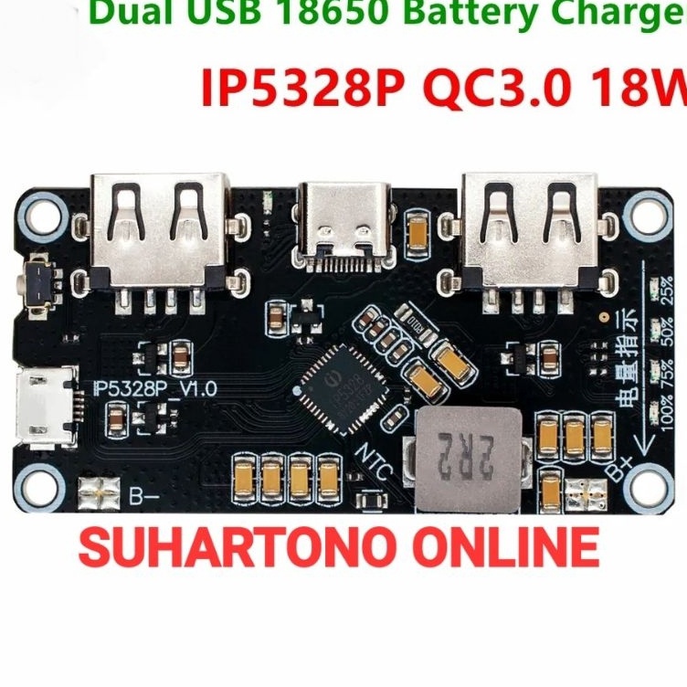 ➙➼✦❃ IP5328P Module Powerbank Quick Charge 2 USB Fast Charging Qualcomm QC3 Produk