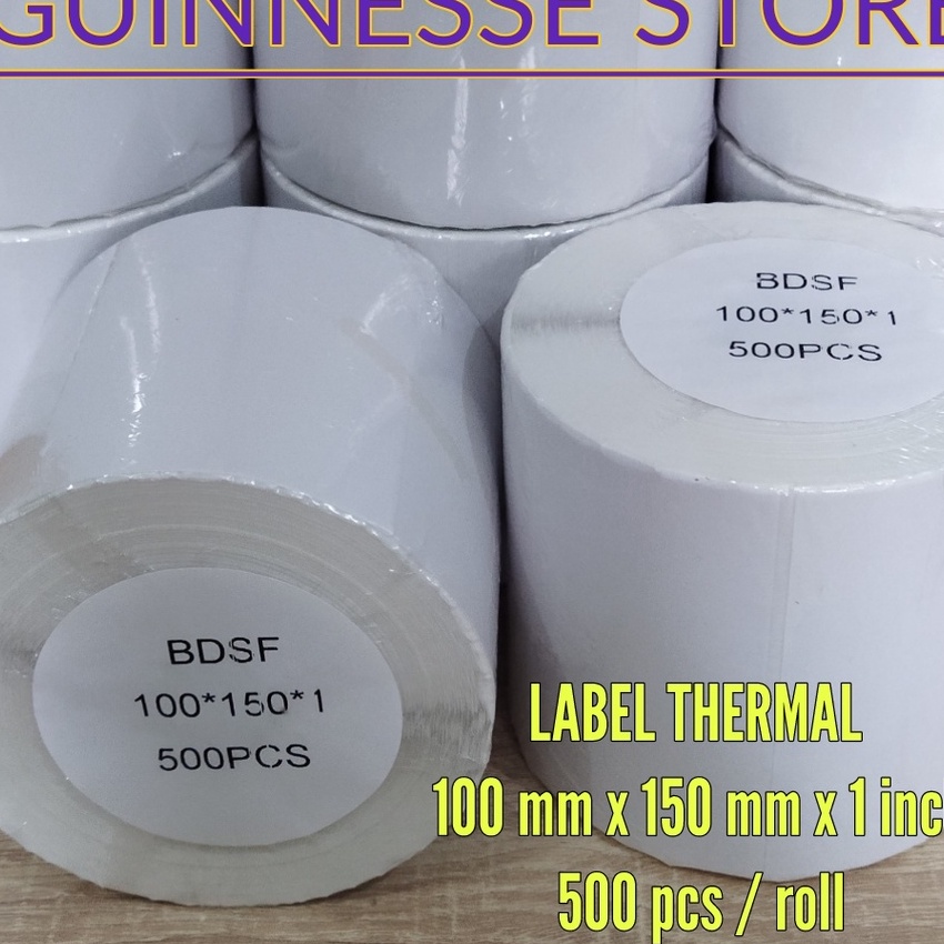 

(» Iご9Y> Label Thermal - Sticker Thermal - Stiker Thermal - Kertas Thernal - 100 x 150 x 1 isi 500 pcs per roll/ banyak dimiinati..