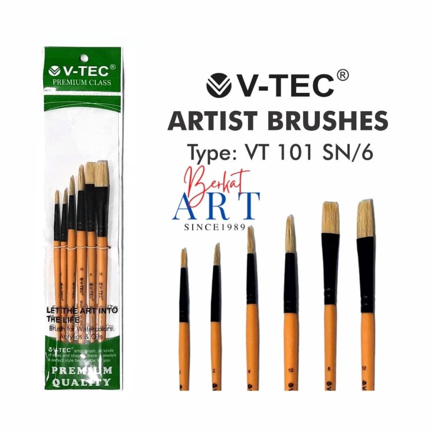 

12.12 STOK READY V-TEC Kuas Set Artist Brush Isi 6 Kuas VT-101