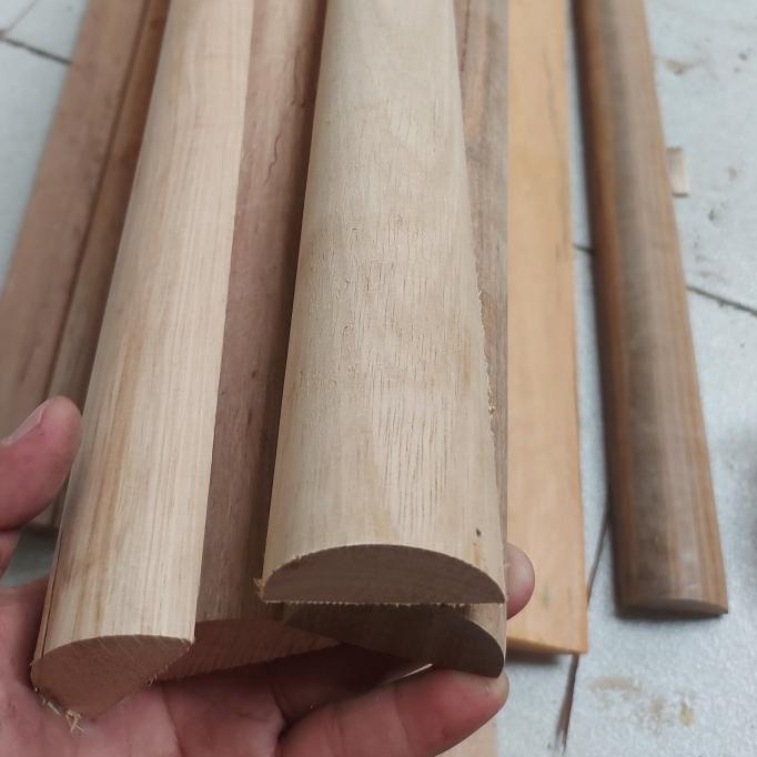 kayu setengah lingkaran 48mm-profil kayu-dowel kayu belah-kayu profil