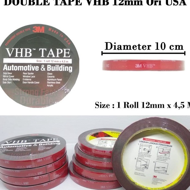 

(B13☑/W☎] 3M VHB Double Tape Doubletape 12MM Ori USA 4900 CAD- pasti.dikirim.!