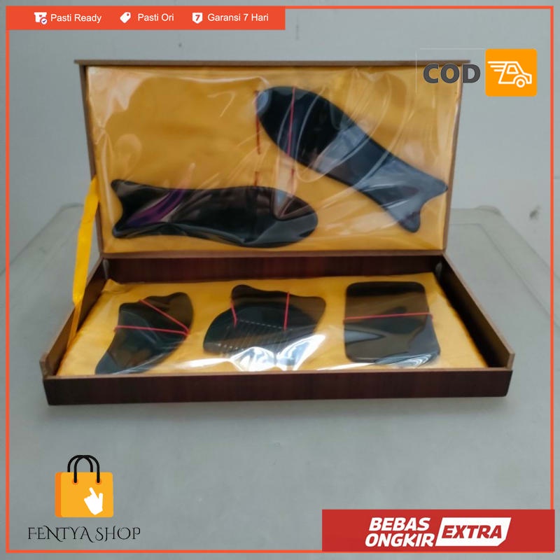 1 set isi 5 alat guasha tanduk kerbau gua sha TCM kerik