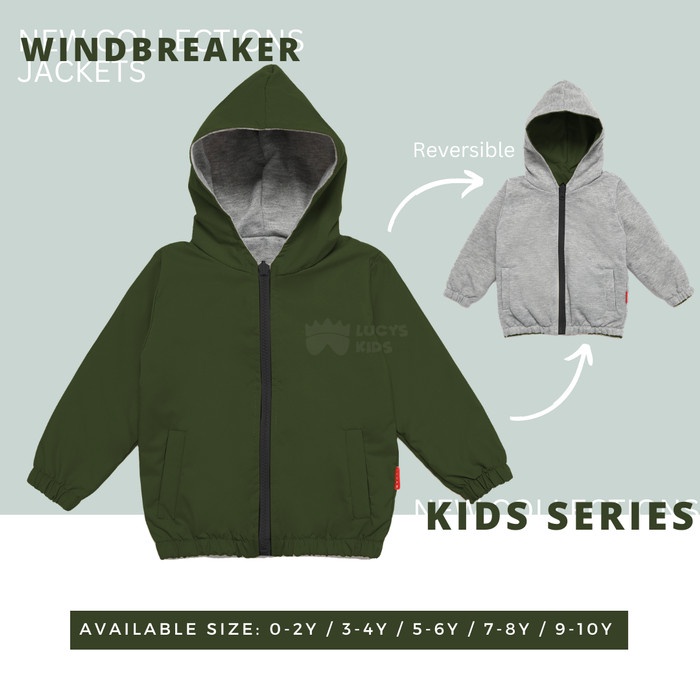Jaket Anak Laki Laki Perempuan Bayi Lucu Windbreaker Parasut Bolak Bal