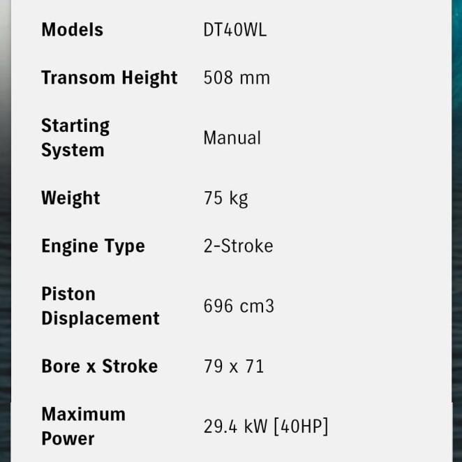 Mesin Tempel Suzuki Outboard 40Pk Wrl Electric