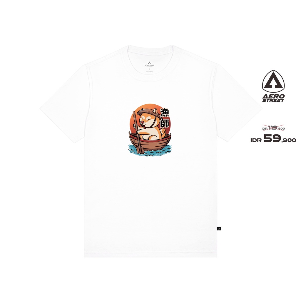 Baju Kaos Aerostreet T Shirt Shiba Inu Putih Kaos T-Shirt T-Shirt ABBAA