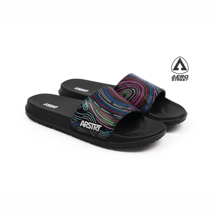 BESTPROMO Aerostreet 39-44 Volt Hitam Hitam - Sandal Sendal Selop Slip On Casual Pria Wanita Aero
