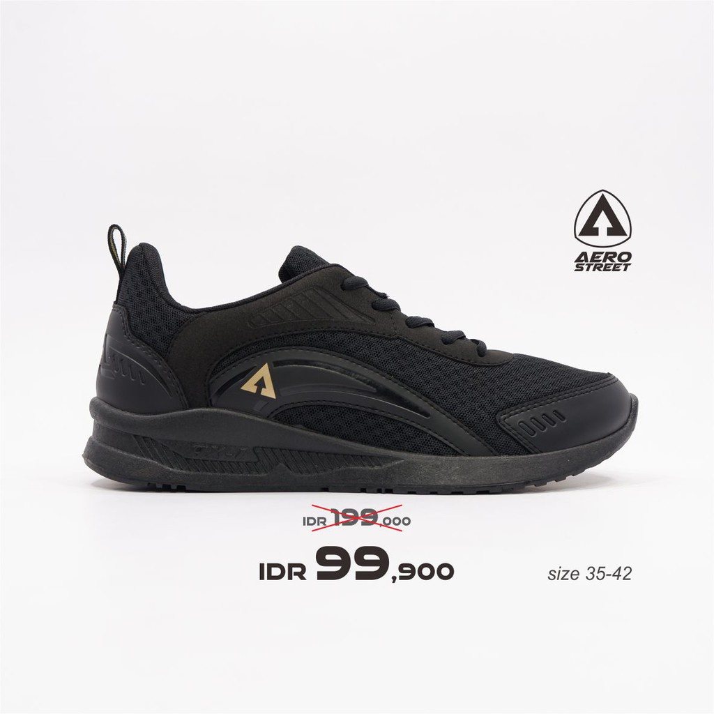 Aerostreet 35-42 Leopard Hitam Emas - Sepatu Sneakers Casual Sport Sekolah Pria Wanita Aero Street