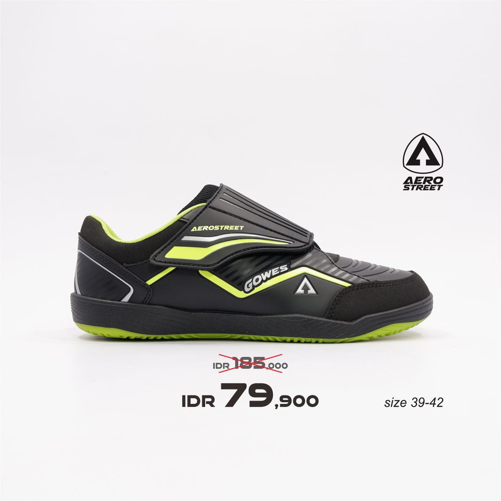 Aerostreet 39-42 Gowes-V Hitam Neon - Sepatu Sneakers Casual Sport Sekolah Pria Wanita Aero Street