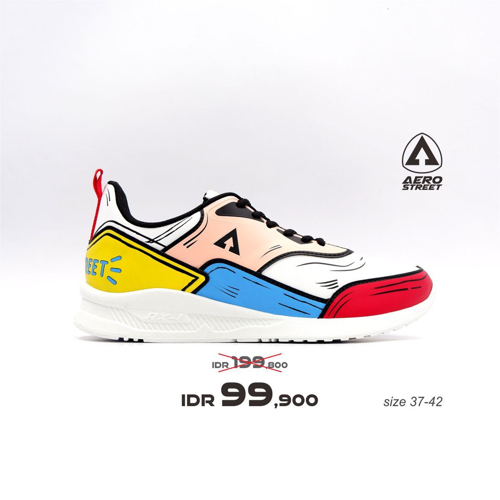 Aerostreet 37-42 Tiger 2D Biru Peach - Sepatu Sneakers Casual Sport Sekolah Pria Wanita Aero Street