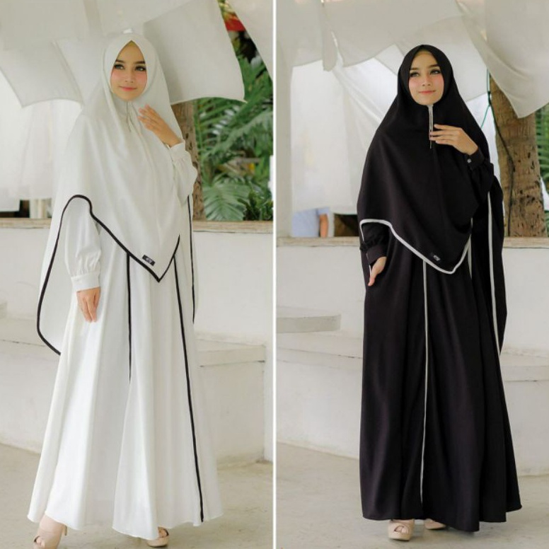 ↶ Gamis Umroh Haji Dress Ajwa Madina Jasmine Zamzam Mecca Syari Putih Hitam by Arsy Hijab ➾