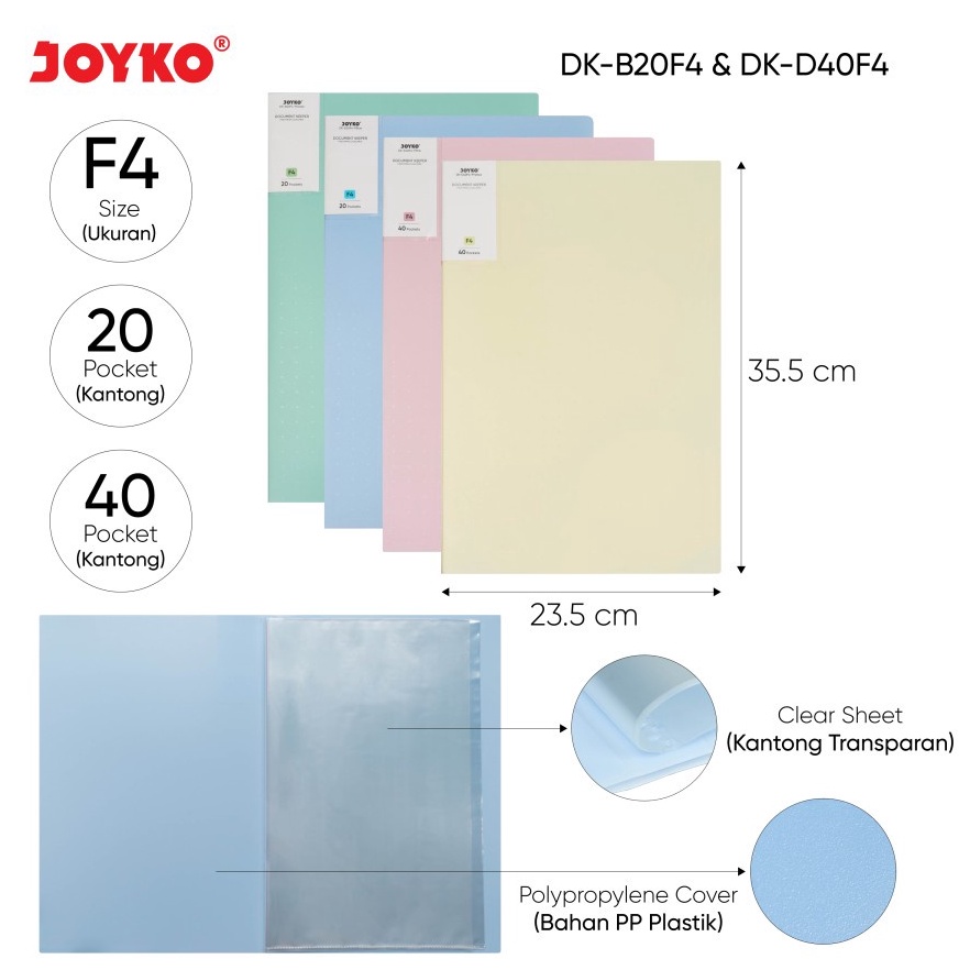 

TERLARIS Document Keeper Clear Holder Map File / Folder JOYKO DK F4 Pastel