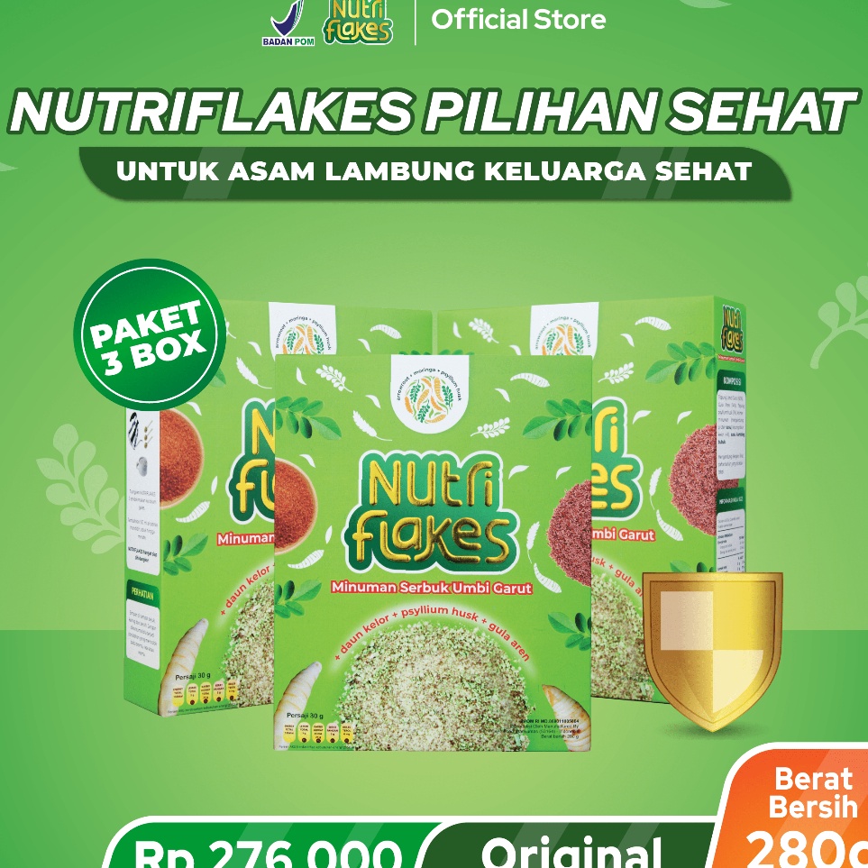 

Bestseller Nutriflakes Umbi Garut Asam Lambung, Maag dan Gerd 3 Box