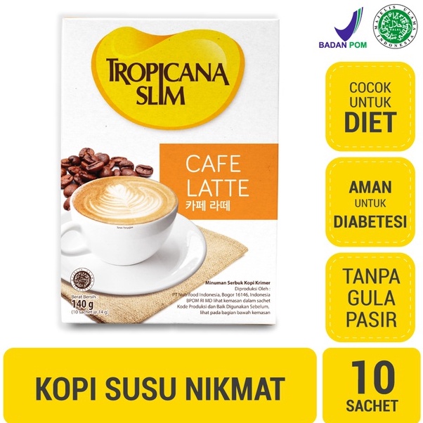 

YNVM6710 Tropicana Slim Cafe Latte 10 Sachet 14gr - Kopi Susu Nikmat Tanpa Gula Pasir